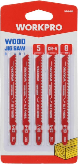 WorkPro Jig Saw Blade for Wood 100mm 5pcs WP404001