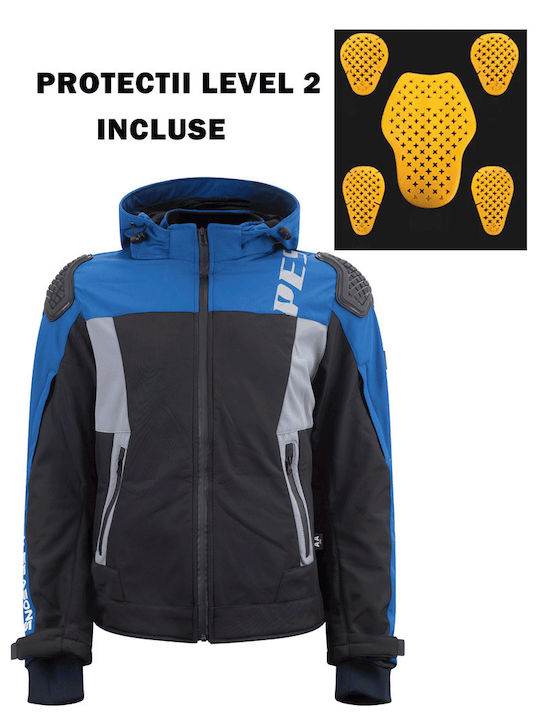 Ανδρικό Μπουφάν Μηχανής Softshell 4 Εποχών Αδιάβροχο Μαύρο