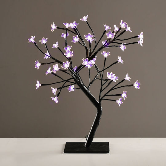 Christmas Decorative Illuminated Plastic Tree Natural Appearance 45cm IP20 Electric Purple Tree With Flowers Of Silicone