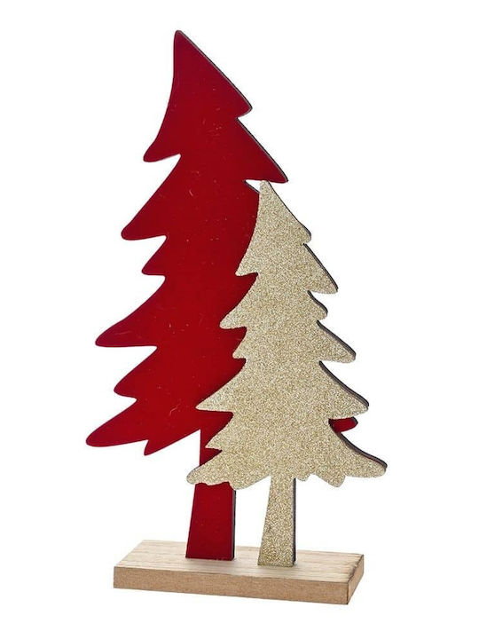Christmas Decorative Wood Tree 17cm Red Trees Base