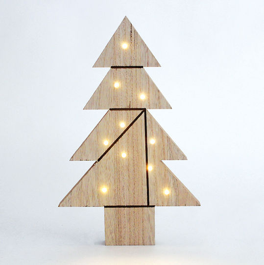 Christmas Decorative Illuminated Wood Tree 35cm IP20 Battery Beige 3pcs
