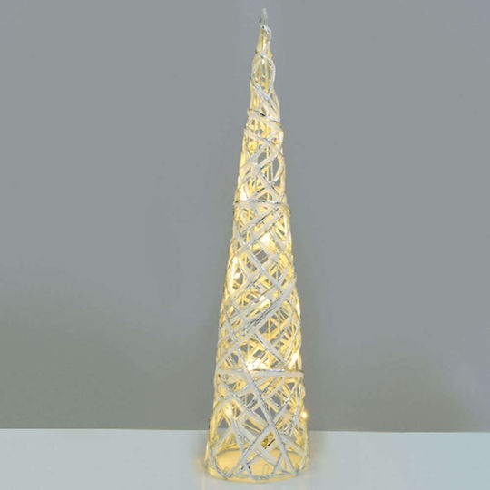 Christmas Decorative Illuminated Metal Tree Cone 40cm IP20 Battery White White & Silver Cone Tree