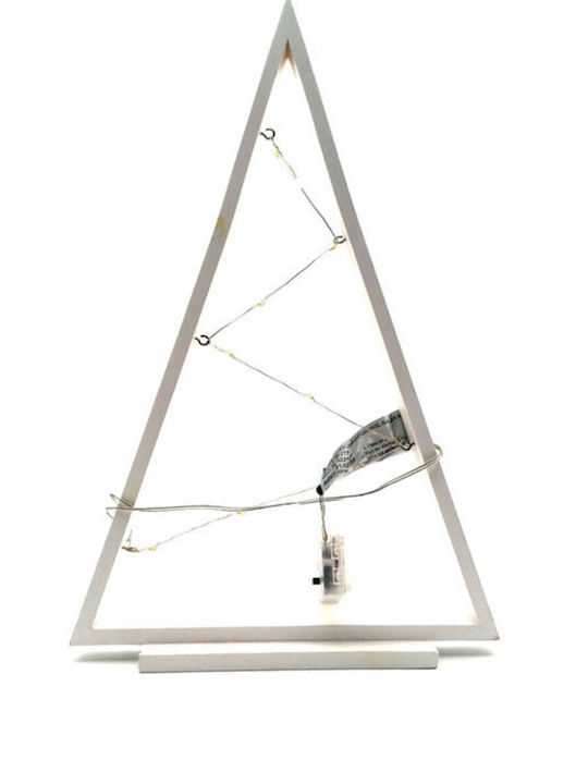 Decorațiune de Crăciun Lemn Braduleț 35cm. Baterie Alb