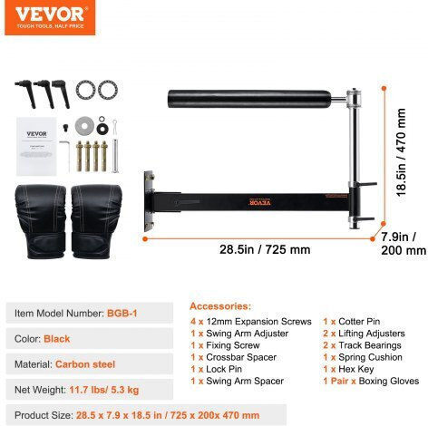 Rotating Boxing Bar Vevor Gloves Black Qjdxlhscgkbgignakv0