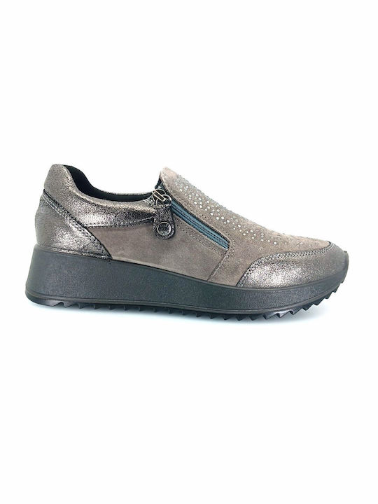 Imac Anatomic Women's Leather Slip-Ons Gray