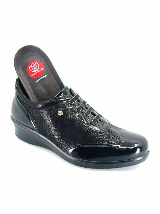 Ανατομικά Γυναικεία Slip-On Δερμάτινα Μαύρα