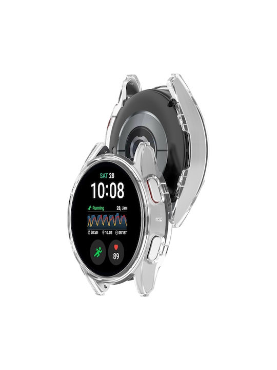 Прозрачен бял защитен калъф за часовник Samsung Galaxy Watch 7 44mm с половин покритие, PC