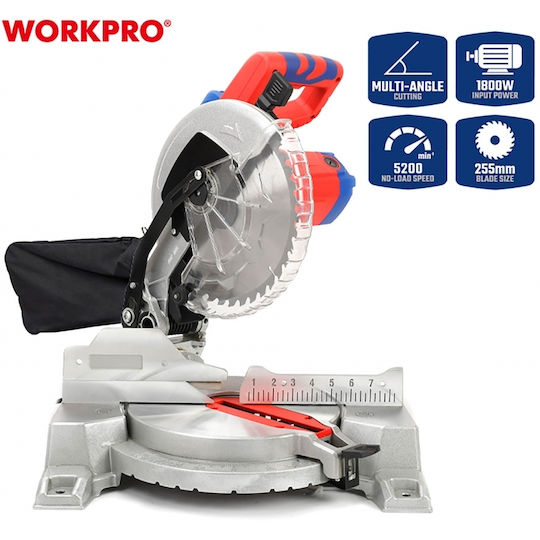 WorkPro Fierăstrău circular cu Putere 1800W și Disc de tăiere cu diametrul 255mm