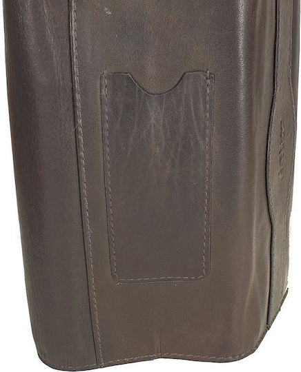 Lavor Leather Tobacco Pouch with Button 16.5x7.5cm Dark Brown
