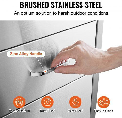 Vevor Stainless Steel 3 Drawer Handle 35x58cm Storage Cabinet Bbq 20.25x14yc3cbxgctv0