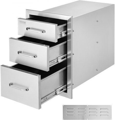 Vevor Stainless Steel 3 Drawer Handle 35x58cm Storage Cabinet Bbq 20.25x14yc3cbxgctv0
