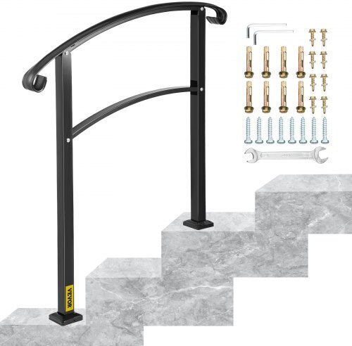 Vevor 3-Step Iron Railing Black Outdoor Use Ltfs3bhslg0000001v0