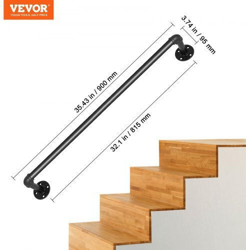 Vevor Χειρολισθήρας Σκάλας 3ft 440lbs Βιομηχανικός Χειρολισθήρας Χάλυβα Εσωτερικό Εξωτερικό Χώρο Tzbgsltfsgyg3ux23v0