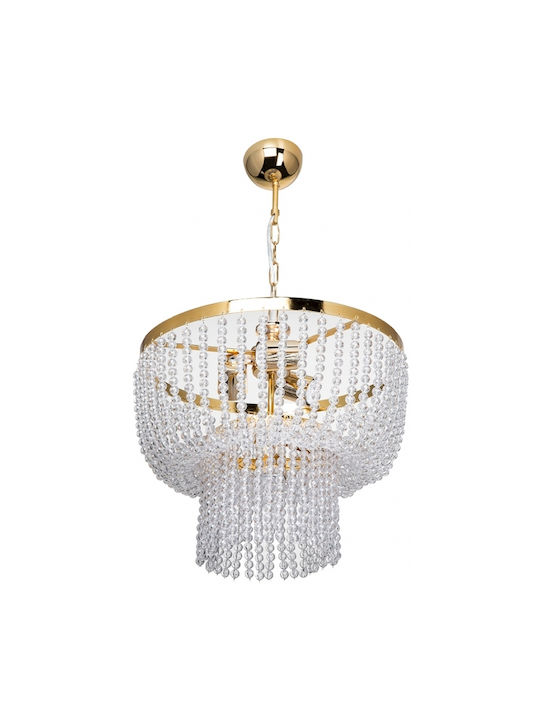 GloboStar Chandelier with Crystals 4xE27 Gold 73cm 203-0028