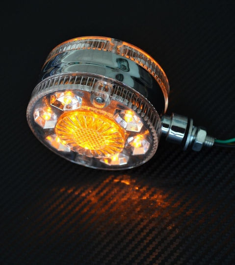 Side Marker Light 28 LED Chrome Rim 24v Amber Earring Type