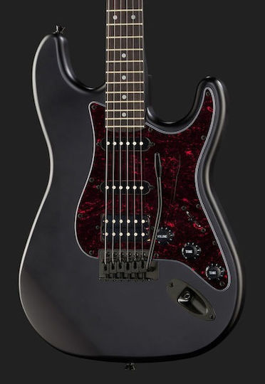 Harley Benton Standard Series Electric Guitar Stratocaster with HSS Pickup Configuration Satin Black