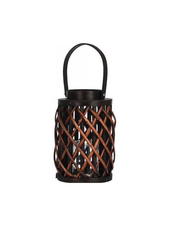 Koopman Glass Lantern Brown 15x15x25cm