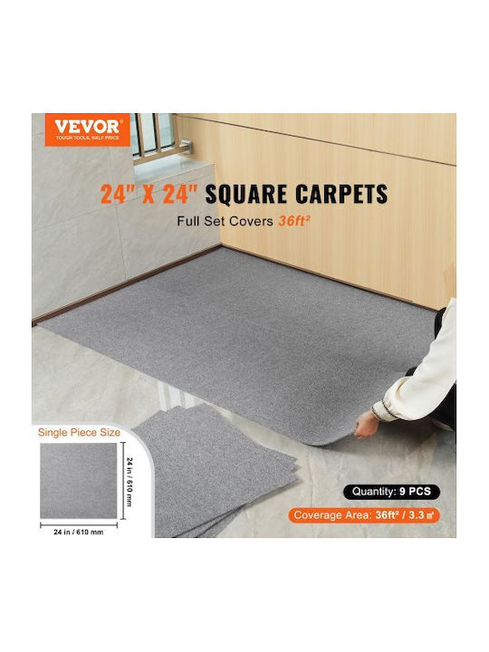 Vevor Αυτοκόλλητα Πλακάκια Χαλιού 24"x24" 9 Τεμάχια Ανοιχτό Γκρι Zzfkdt2424ycak994v0