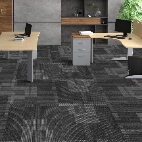 Vevor Carpet Tiles 24"x24" Built-in Backing Easy Installation 24 Tiles Mixed Gray Kcxfkdt2424yhlixbv0