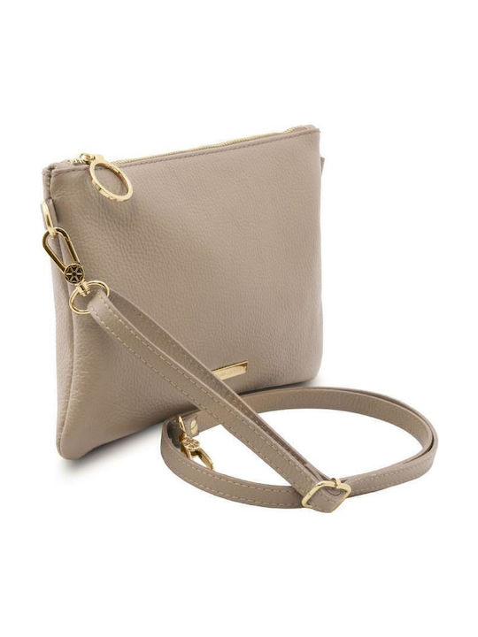Leder Damen Kupplung Helle Taupe
