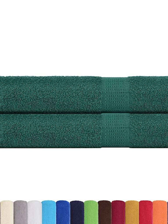 vidaXL 2pc Bath Towel Set 100x200cm. Green