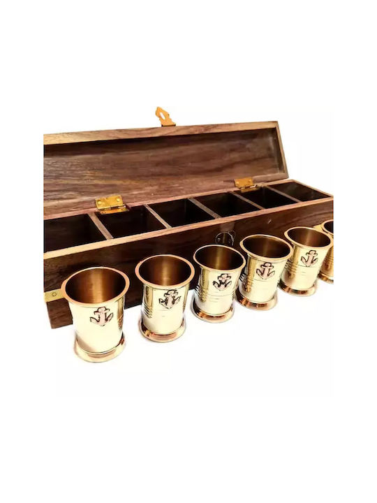 SP Souliotis Pahare de shot din Sticlă în Culoarea Bronz 6buc