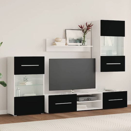 Living Room TV Unit with Lighting Matte Black