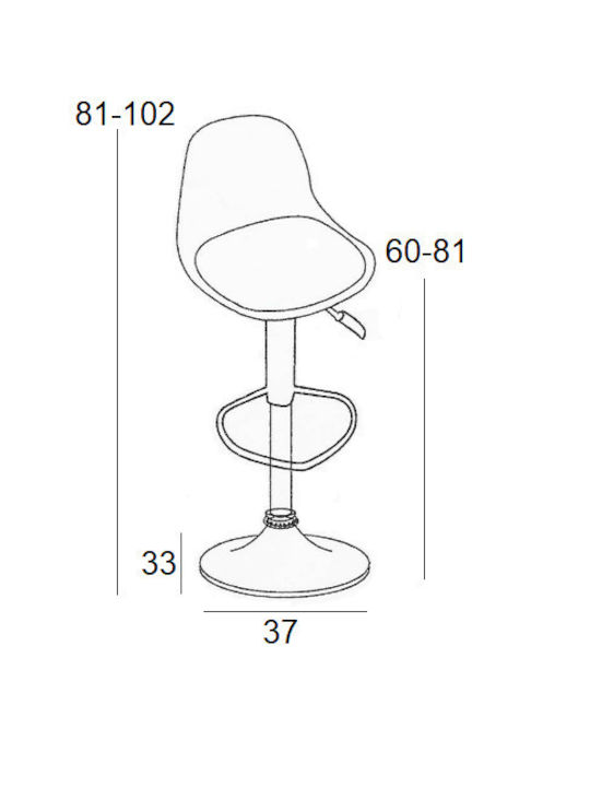Hocker Bar Bar92 mit Rückenlehne & Höhenverstellbar Black 48x52x58cm