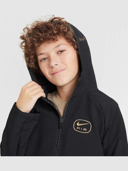 Athletic Kids Cardigan with Hood Black / Metallic Gold B NSW