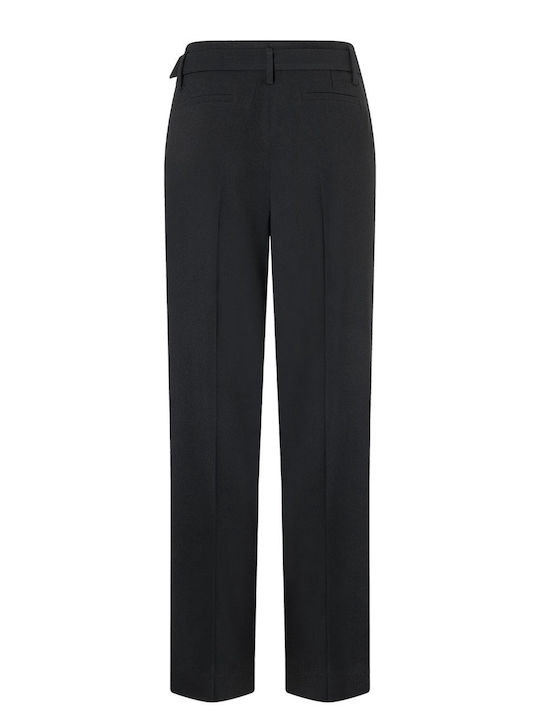 Women's High-waisted Fabric Trousers Black