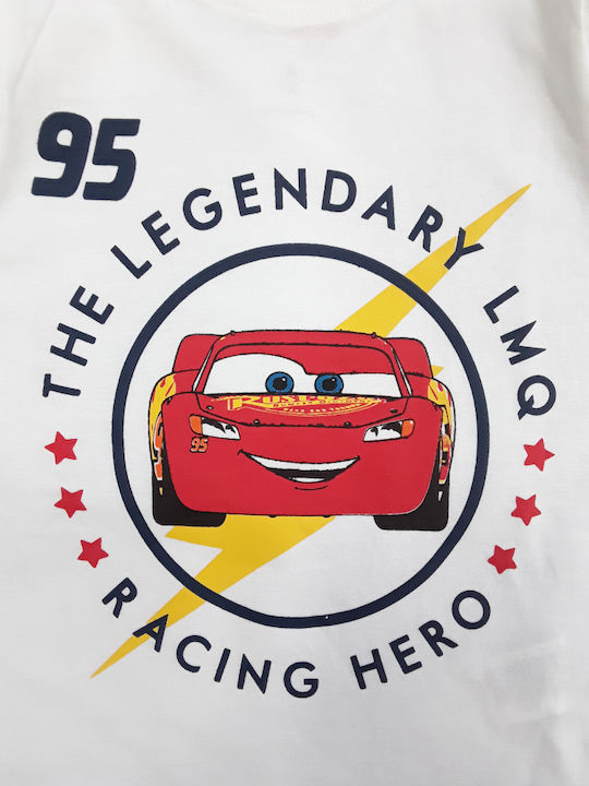 Disney Παιδική Πιτζάμα Χειμωνιάτικη White, Red Racing Car