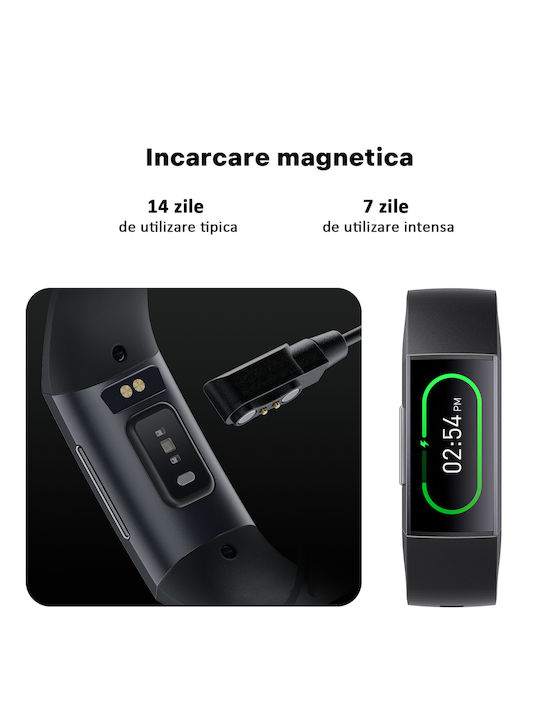 Brățară Fitness 1.1 Inch Ecran Amoled Vichematech Android Ios Full Touch Încărcare Magnetică Bluetooth Rezistentă la Apă Ip67 Notificări Apeluri Sms Aplicație Multiple Moduri Sport Monitorizare