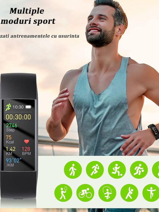 Brățară Fitness 1.1 Inch Ecran Amoled Vichematech Android Ios Full Touch Încărcare Magnetică Bluetooth Rezistentă la Apă Ip67 Notificări Apeluri Sms Aplicație Multiple Moduri Sport Monitorizare