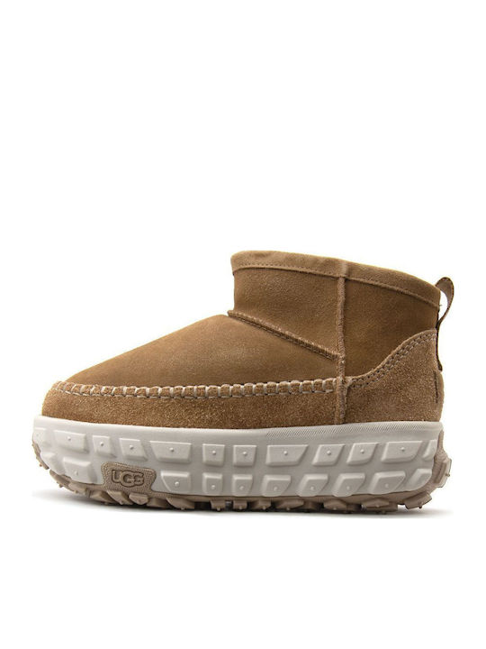 Venture Daze Ultra Mini Suede Women's Ankle Boots with Fur Tabac Brown