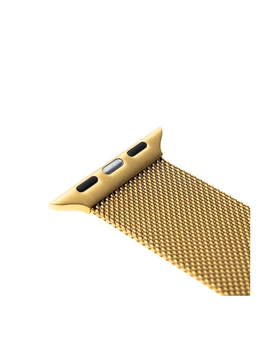 Strap Apple Watch 1 2 3 4 5 6 7 8 9 10 Se Se 2 Ultra Ultra 2 42 44 45 46 49mm Fixed Mesh Strap Gold