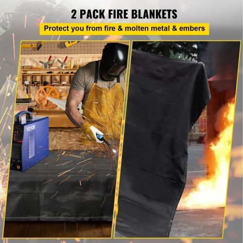 Vevor Fire Blankets Set of 2 8' X 10' Heat Resistant Up to 1022°F Black 12 Brass Grommets Hthsjbdd8x1026zrcv0