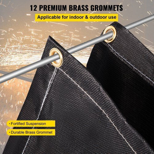 Vevor Fire Blankets Set of 2 8' X 10' Heat Resistant Up to 1022°F Black 12 Brass Grommets Hthsjbdd8x1026zrcv0