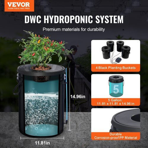 Vevor Σύστημα Υδροπονίας Dwc 4 Κάδους Αεραντλία Ssspxtyx4110vw1xkv2