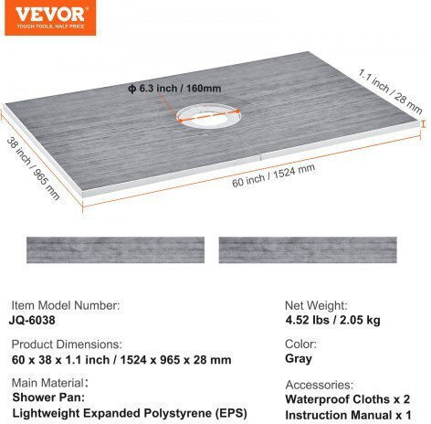 Vevor Керамично душ 152.4x96.5см