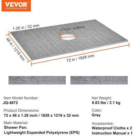 Vevor Керамично душ 121.9x182.8см