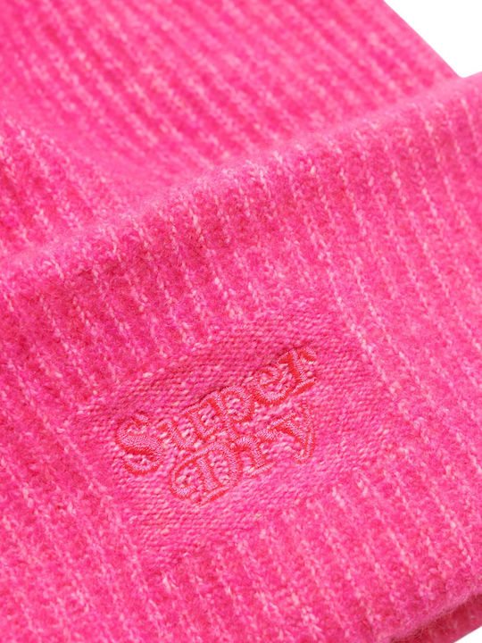 Superdry Beanie Beanie with Rib Knit in Pink color