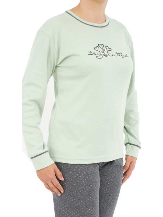 Fawn Winter Damen Pyjama-Set Grün