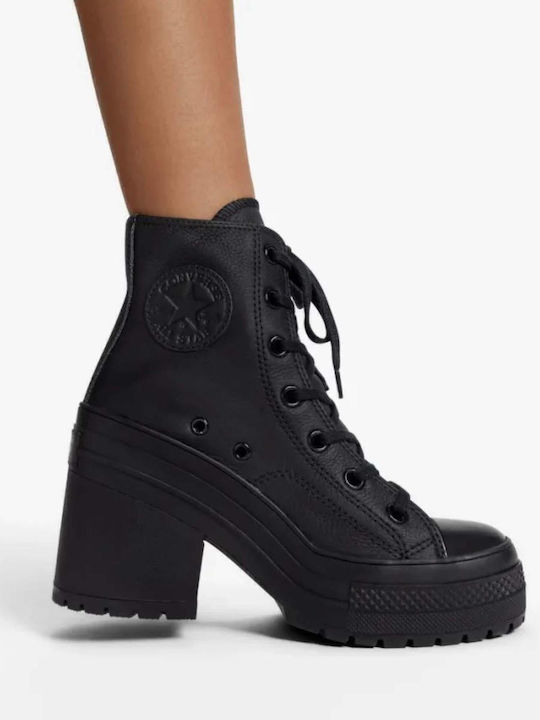 Chuck 70 De Luxe Ghete Dama Bocanci De Piele Cu Toc Înalt Negri