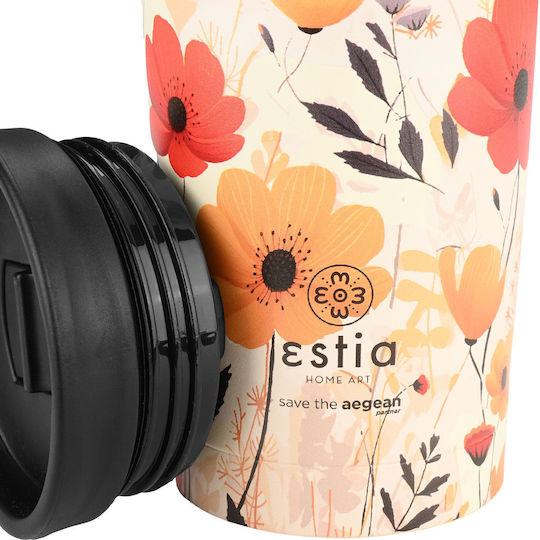 Estia Travel Mug Save The Aegean Reciclabil Pahar Termos Oțel inoxidabil Fără BPA 350ml Summer reverie cu Pai