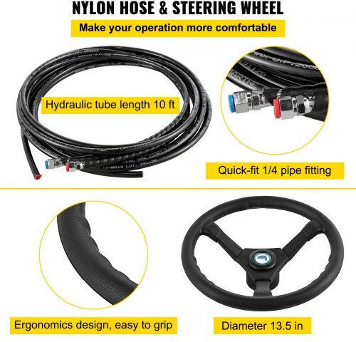 Vevor Hydraulic Steering Set Boats 300hp Yydjhk6400a-3tj10v0