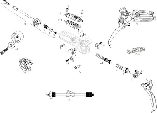 Service Kit Rockshox G2 Rsc Ult Lever Internals Includes Piston Assembly Bladder & Spring