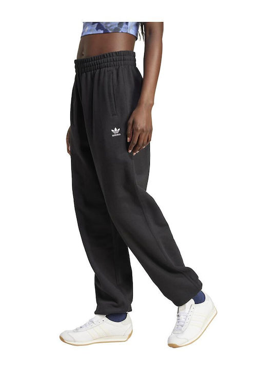 Essentials French Terry Παντελόνι Φόρμας με Λάστιχο Black
