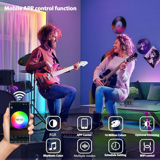 Kit Bandă LED Pureglow 24V RGB COB Vichema 576 LED-uri/M Interior Luminozitate Mare Silicon Gros Fără Pete Întunecate Unghi de Lumină 180° Flexibil Sincronizare Muzică Control prin Aplicație Telecomandă Sursă de Alimentare 24W 5m