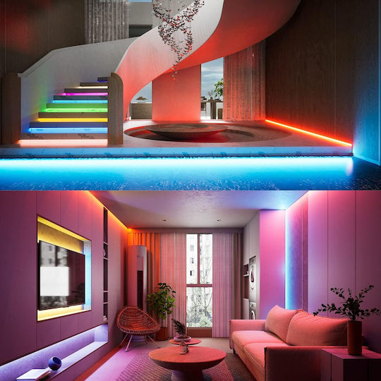 Kit Bandă LED Pureglow 24V RGB COB Vichema 576 LED-uri/M Interior Luminozitate Mare Silicon Gros Fără Pete Întunecate Unghi de Lumină 180° Flexibil Sincronizare Muzică Control prin Aplicație Telecomandă Sursă de Alimentare 24W 5m