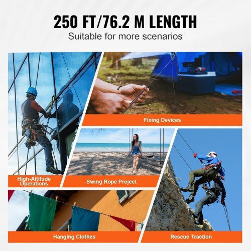 Vevor Tree Climbing Rope 3/16" X 250' Hcclsnl316inye3w6v0
